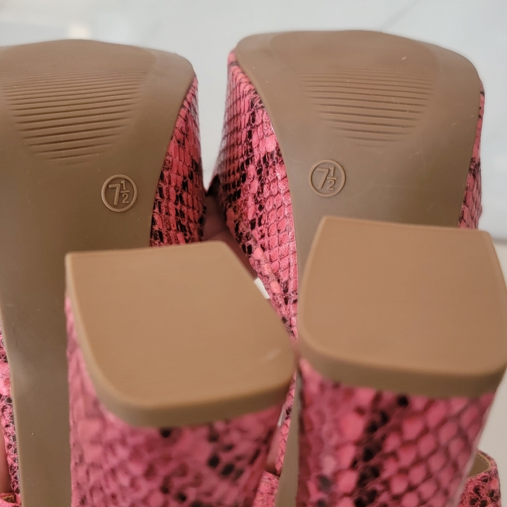 Wild Diva | Pink Python Snake Print Open Toe Plat… - image 8